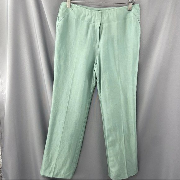 Sigrid Olsen Linen/Silk Blend Trouser Pants in Seafoam Green Size 6P - Picture 1 of 7